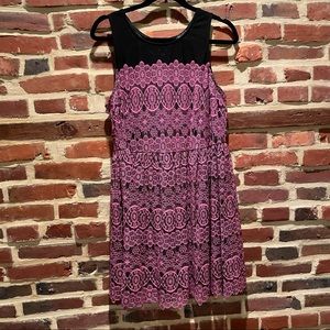 Pink and Black Lacy Lined Dress